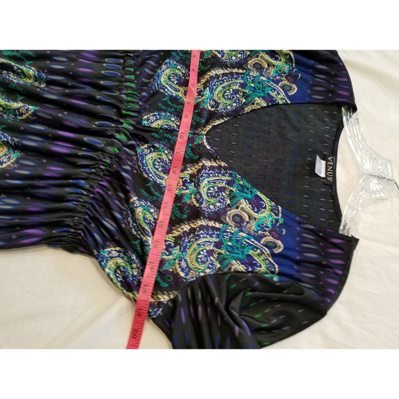 Venus NWOT Paisley Long Sleeve V-neck Elastic Waist Super Soft Stretchy Sz M - Picture 10 of 11